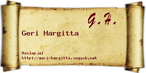 Geri Hargitta névjegykártya